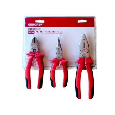 Jogo de Alicates Corte, Bico,Universal 3 Peças R28001004 Gedore Red
