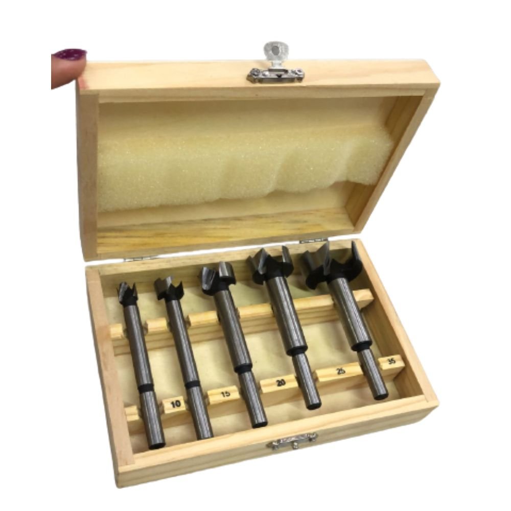 Jogo De Fresa Para Madeira Tipo Forstner 10 A 35 Mm 5 Peças No