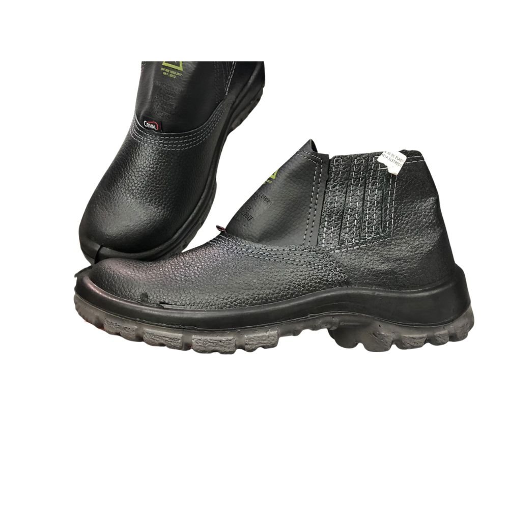 Botina de Segurança N 40 Elástico Couro Biqueira Pvc Preta