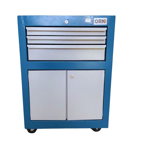 carrinho para ferramentas fechado 3 gavetas 2 portas chaveado 79x62x41 cm azul car070 ork