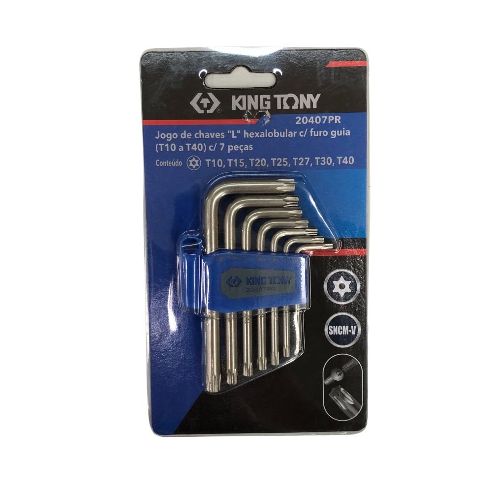 Jogo Allen Torx T10 A T40 Curta Com Furo Guia 07 Peças 20407pr