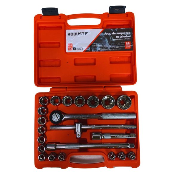 jogo de soquete 12 08 a 32 mm estriado curto 22 pecas ref d2622 060230 robust 2 1