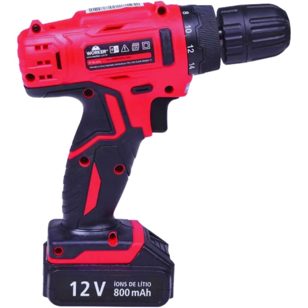 Parafusadeira Furadeira A Bateria 12 v Bivolt Kit 50 Peças Na