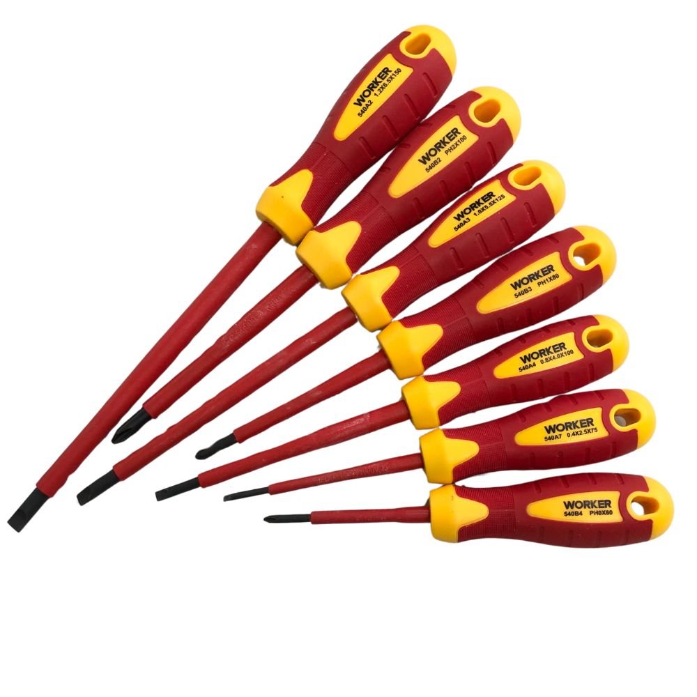 Jogo De Chaves De Fenda E Philips Isolada Vde 7 Peças 263655 Worker