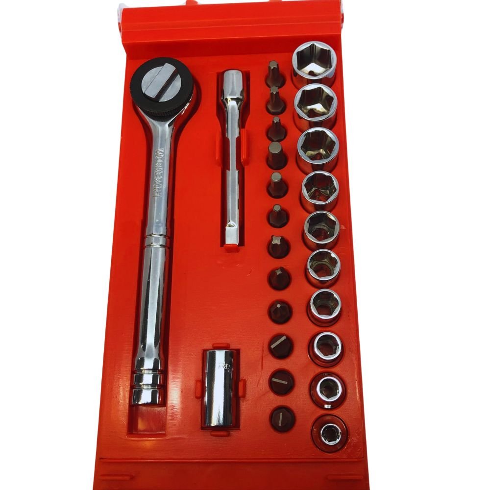Jogo De Soquete E Bits 1/4 04 A 13 Mm Sextavado Curto 25 Peças Na