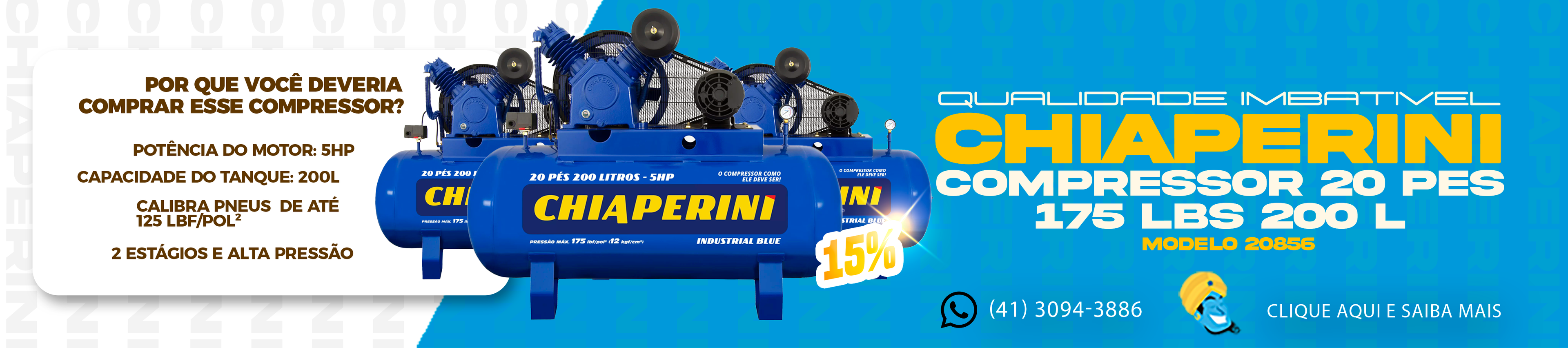 compressor linha blue 20856 20 pes chiaperini