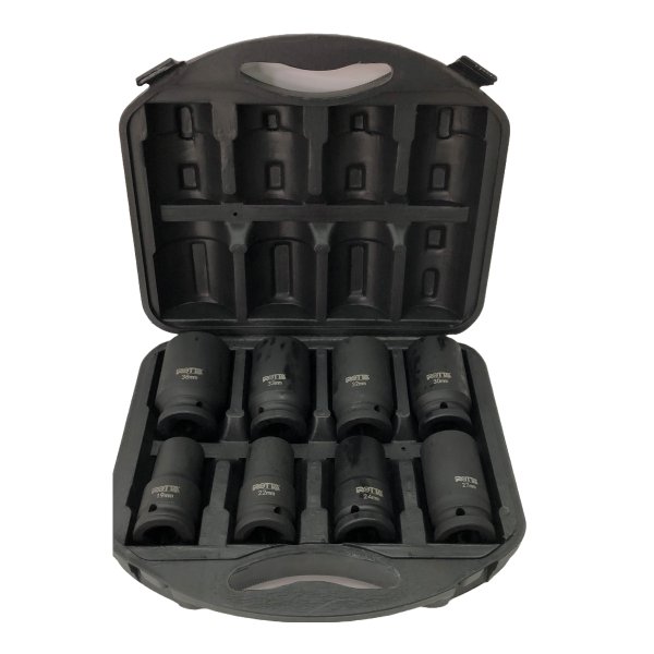 Jogo De Soquete 3/4 19 A 38 Mm Sextavado Longo Impacto 8 Peças Na