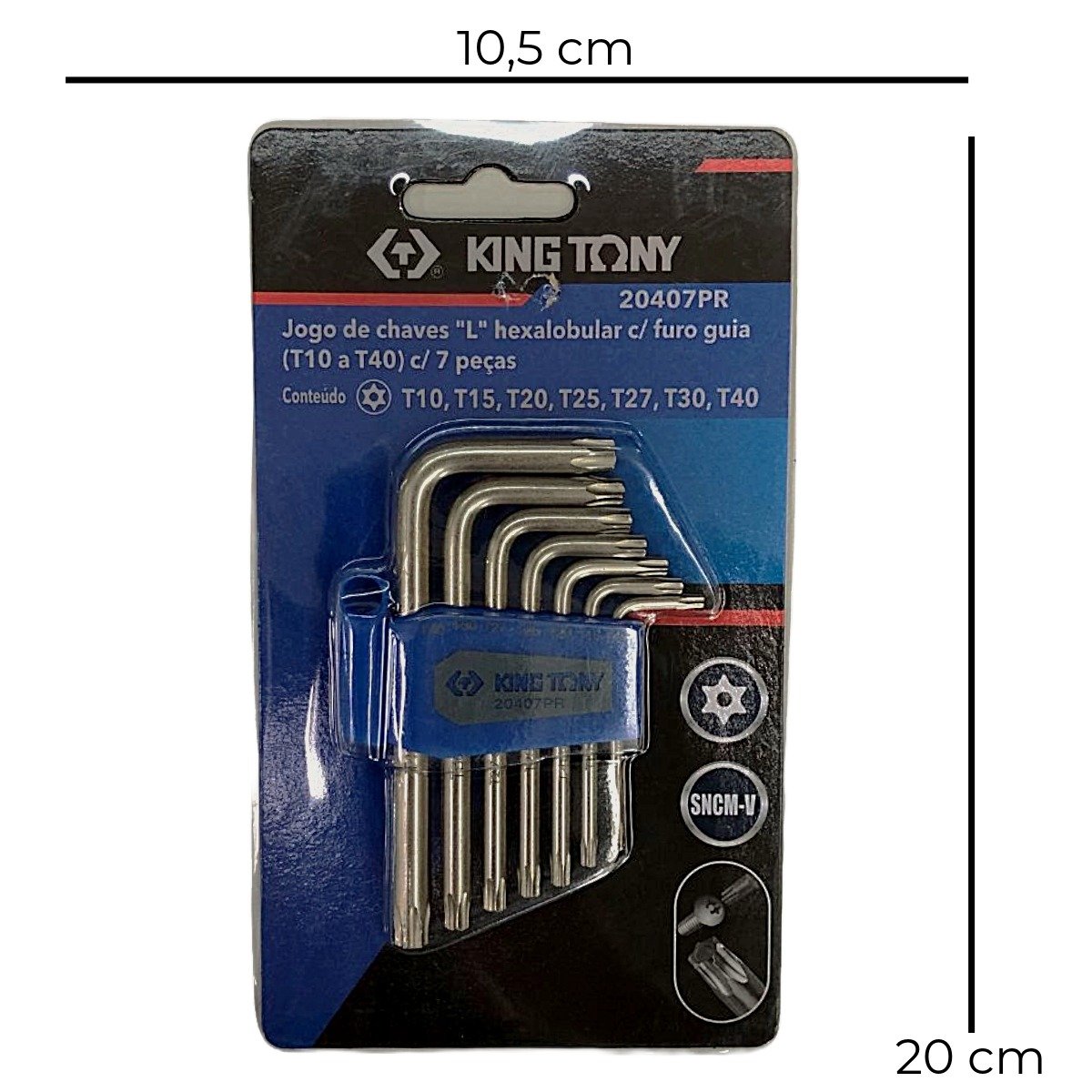 Jogo Allen Torx T10 A T40 Curta Com Furo Guia 07 Peças 20407pr