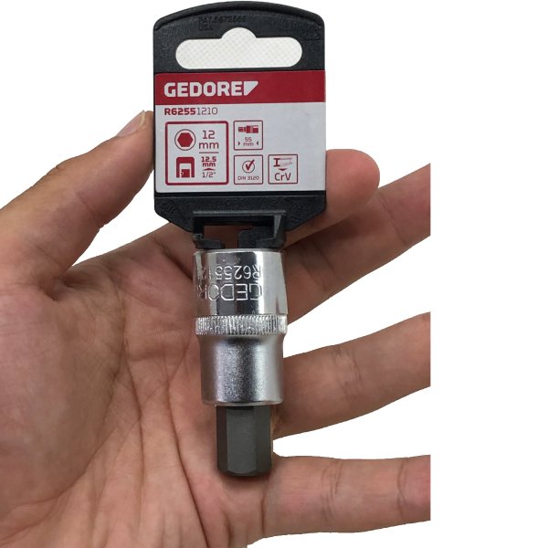 Soquete 1/2 X 12 Mm Tipo Allen Hexagonal Curto R62551210 Gedore Red