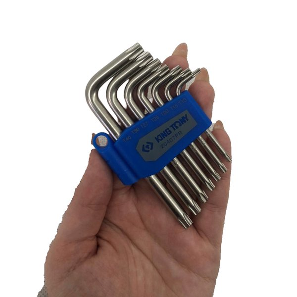 Jogo Allen Torx T10 A T40 Curta Com Furo Guia 07 Peças 20407pr