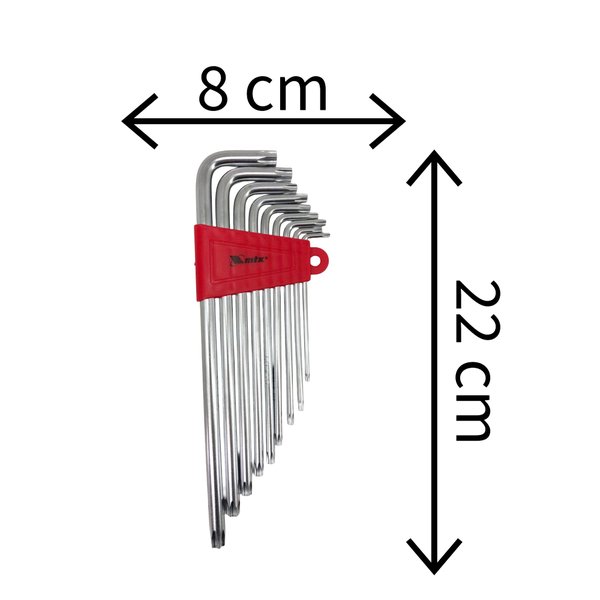 Jogo Allen Torx T10 A T50 Perfil Extra Longa 9 Peças 123079 Mtx