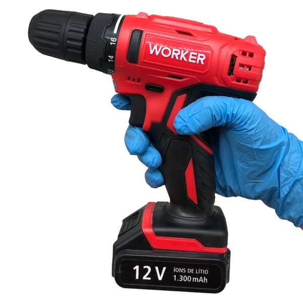 Parafusadeira Furadeira A Bateria 12 v Bivolt Kit 50 Peças Na