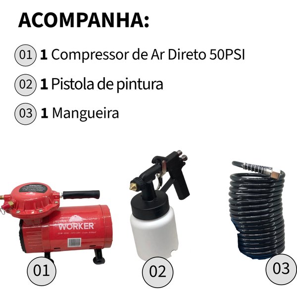 Motocompressor Tipo Tufão Ar Direto 50 Libras Com Kit Bivolt